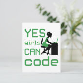 Yesの女の子は女性プログラマ開発者をコーディングできる ポストカード (スタンド正面)