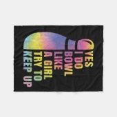 Yesは女の子のボーリングのシャツのようにボウルを取る フリースブランケット (正面(横))