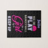 Yesは女の遊子のピンクパープルのようにバスケットボールをする ジグソーパズル (横)