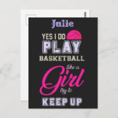 Yesは女の遊子のピンクパープルのようにバスケットボールをする ポストカード (正面/裏面)