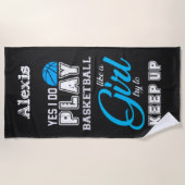 Yesは女遊の子のようにバスケットボールする ビーチタオル (正面)