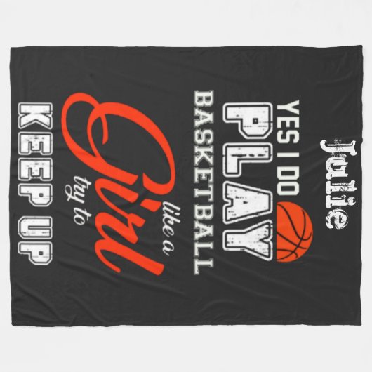 Yesは女遊の子のようにバスケットボールする フリースブランケット (正面(横))