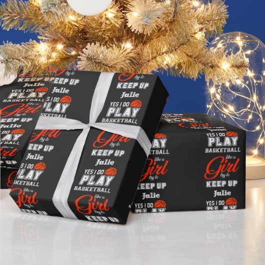 Yesは女遊の子のようにバスケットボールする ラッピングペーパー (クリスマス)