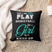 Yesは女遊の子のティール(緑がかった色)のようにバスケットボールをする クッション (ブランケット)