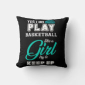 Yesは女遊の子のティール（緑がかった色）のようにバスケットボールをする クッション (正面)