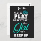 Yesは女遊の子のティール(緑がかった色)のようにバスケットボールをする ポストカード (正面/裏面)