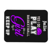 Yesは女遊の子の紫のようにバスケットボールをする マグネット (横)