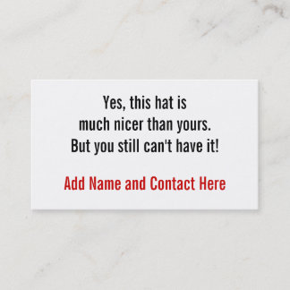 Yesは、この帽子より素晴らしいです…. 名刺