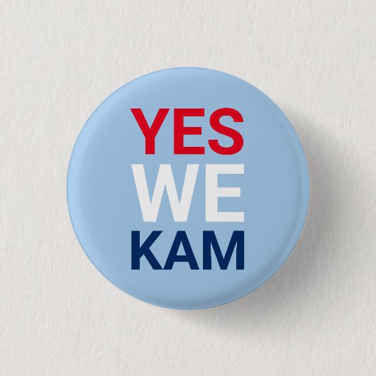 Yesウィカムおもしろい赤白青タイポグラフィ 缶バッジ (正面)