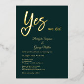 Yesウィズブラック金ゴールド結婚ズ 箔招待状 (正面)