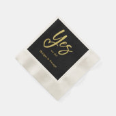 Yesウィズブラック金ゴールド 縁ありカクテルナプキン (角)