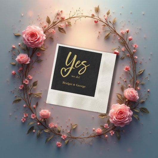 Yesウィズブラック金ゴールド 縁ありカクテルナプキン