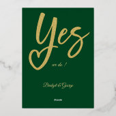 Yesウィドエメラルドグリーン結婚金ゴールド 箔招待状 (裏面)