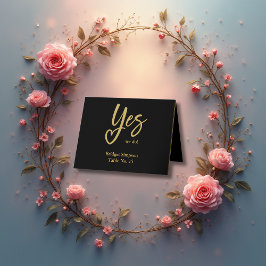 Yesウィドブラック金ゴールド結婚ズゲストカード サンキューカード