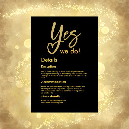 Yesウィーエレガントブラック金ゴールド結婚ズ エンクロージャーカード