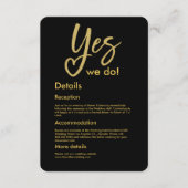 Yesウィーエレガントブラック金ゴールド結婚ズ エンクロージャーカード (正面)