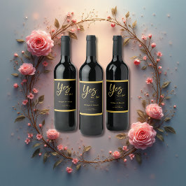 Yesウィーエレガントブラック金ゴールド結婚ズ ワインラベル