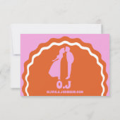 yesオレンモダンジはっきりしたレトロ波形アーチ 出欠カード (裏面)