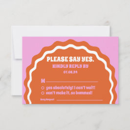 yesオレンモダンジはっきりしたレトロ波形アーチ 出欠カード