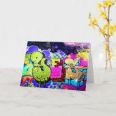 yesカラフルグラフィティアートノート誕生日カード カード (黄色い花)