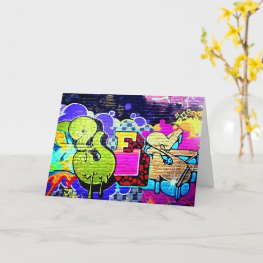 yesカラフルグラフィティアートノート誕生日カード カード (黄色い花)