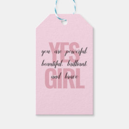 Yesガールユーアビューティフルやる気を起こさせるガールプリント ギフトタグ