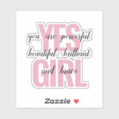 Yesガールユーアビューティフルやる気を起こさせるガールプリント シール (シート)