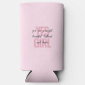 Yesガールユーアビューティフルやる気を起こさせるガールプリント スリム缶クーラー (正面)