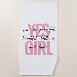 Yesガールユーアビューティフルやる気を起こさせるガールプリント ビーチタオル