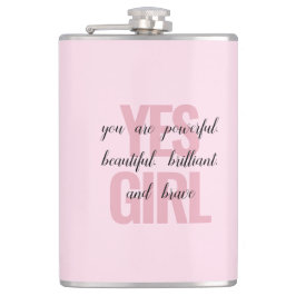 Yesガールユーアビューティフルやる気を起こさせるガールプリント フラスク