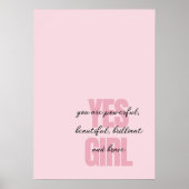 Yesガールユーアビューティフルやる気を起こさせるガールプリント ポスター (正面)