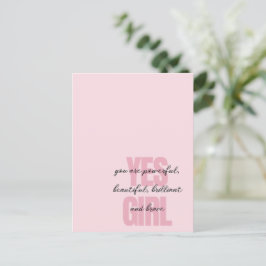 Yesガールユーアビューティフルやる気を起こさせるガールプリント ポストカード