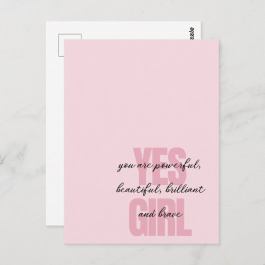Yesガールユーアビューティフルやる気を起こさせるガールプリント ポストカード (正面/裏面)
