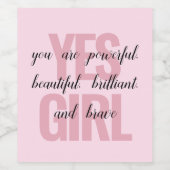 Yesガールユーアビューティフルやる気を起こさせるガールプリント ワインラベル (シングルラベル)