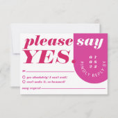 yesピンクモダンマはっきりしたゼンタレトロアーチ 出欠カード (正面)