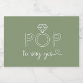 yesポップ・アートのダイヤモンドリングセージきらめくワインラ スパークリングワインラベル (シングルラベル)