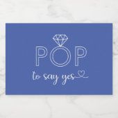 yesポップ・アートのダイヤモンドリングブルーきらめくワインラ スパークリングワインラベル (シングルラベル)