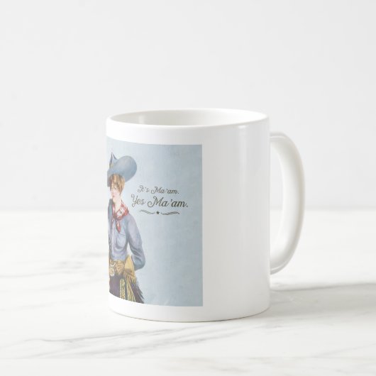 Yesマームヴィンテージテキサス州女性のカーボーイアートマグ コーヒーマグカップ (正面右)