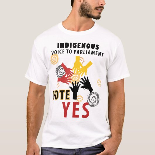 yes先住民の声を議会に投票 tシャツ (正面)