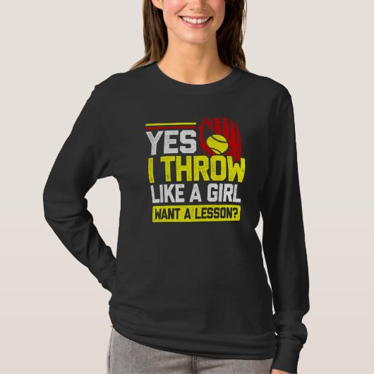 Yes女の子のように投げるソフトボールPlaレッスン Tシャツ (正面)