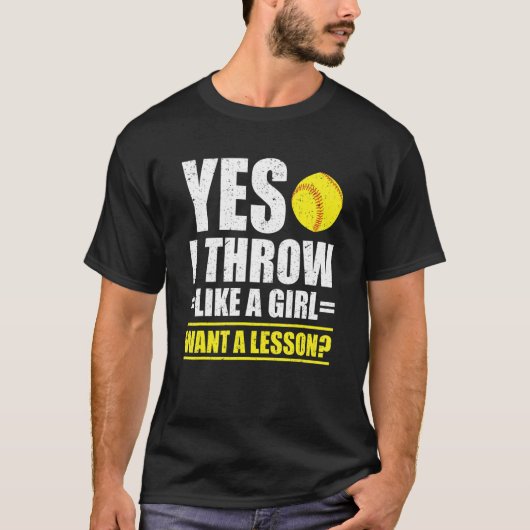 Yes女の子のように投げるソフトボールPlaレッスン Tシャツ (正面)