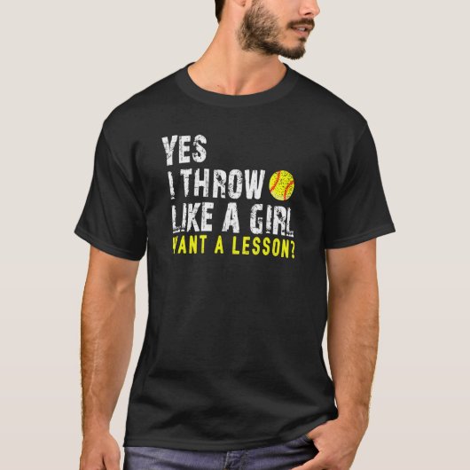 Yes女の子のように投げるソフトボールWom Tシャツ (正面)