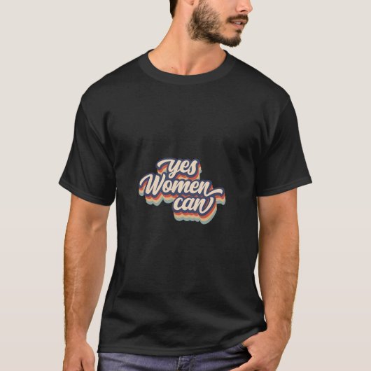 Yes女性缶ヴィンテージ感動的前向きサイン Tシャツ (正面)