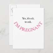 Yes妊娠マタニティシャツとスワッグ(ピンク) 案内ポストカード (正面/裏面)