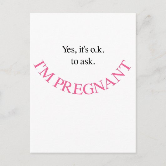 Yes妊娠マタニティシャツとスワッグ(ピンク) 案内ポストカード (正面)