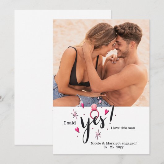 Yes婚約の写真発表 案内状 (正面/裏面)