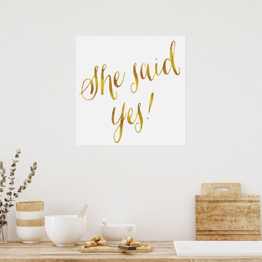 yes引用文金フェイク箔の金属デザイン ポスター (キッチン)