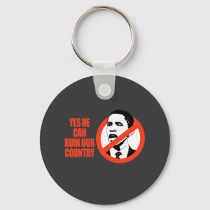 YES彼は私達の国/ANTI-OBAMAのTシャツを台無しにしてもいいです キーホルダー