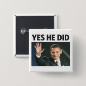 Yes彼は: オバマの勝利ボタン 缶バッジ (正面&裏面)