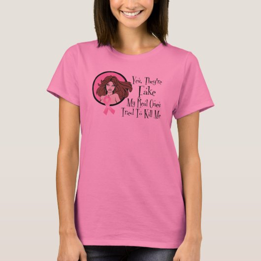 Yes彼らは偽のブルネット乳がん生存者である Tシャツ (正面)